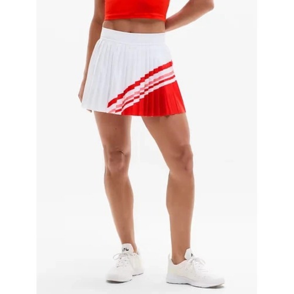 NWT Athleta Women Sz S Skort Match point Pleated Colorblock Red White